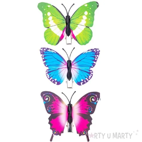 dekoracja motyle z klipsem mix 7 5 cm 3 szt