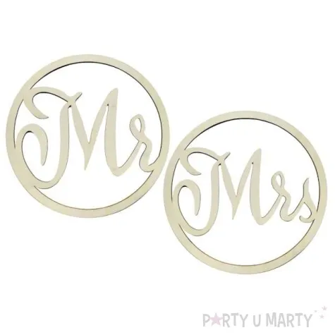 dekoracja mr mrs w kole drewniana godan 42 cm 2 szt
