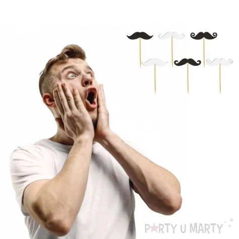 dekoracja muffinek na movember pikery na babeczki wasy szpilki ozdobne czarno biale 6 szt