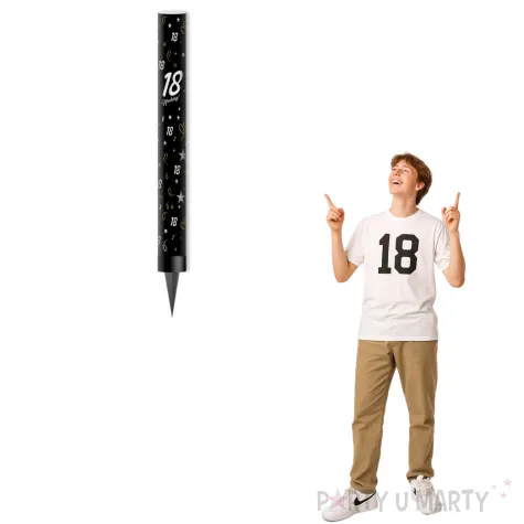 dekoracja na 18 urodziny fontanna tortowa glamour birthday czarny 18 cm