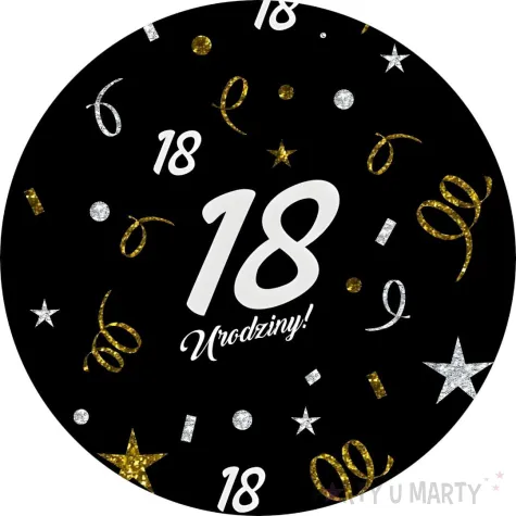 dekoracja na 18 urodziny osiemnastke papierowe podkladki pod kubki 18 glamour czarne 12 szt