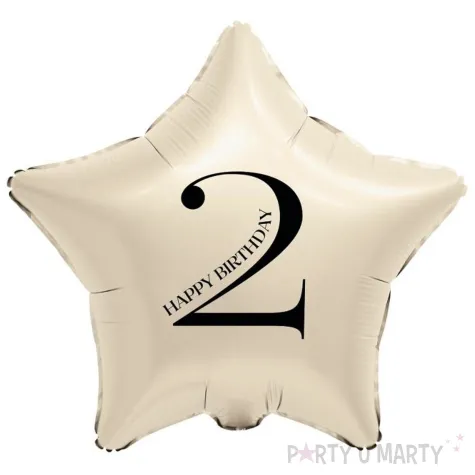 dekoracja na 2 12 20 25 32 42 52 62 72 urodziny balon foliowy gwiazda cyfra 2 kremowy 18 dgt