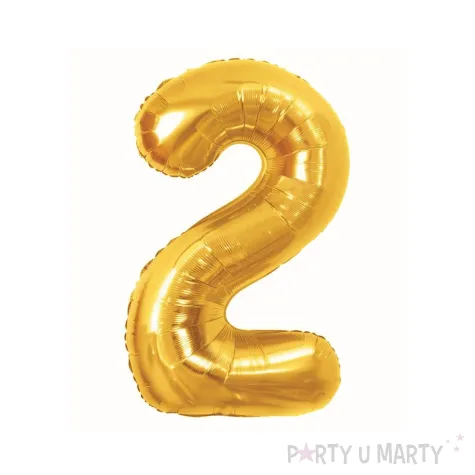 dekoracja na 2 12 20 25 urodziny balon foliowy cyfra 2 zloty ciemny duzy 33 dgt