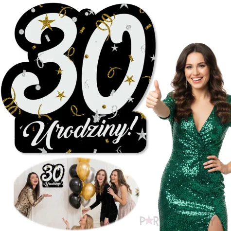 dekoracja na 30 urodziny duza liczba znak napis do przyklejenia glamour birthday 43 5x45 cm