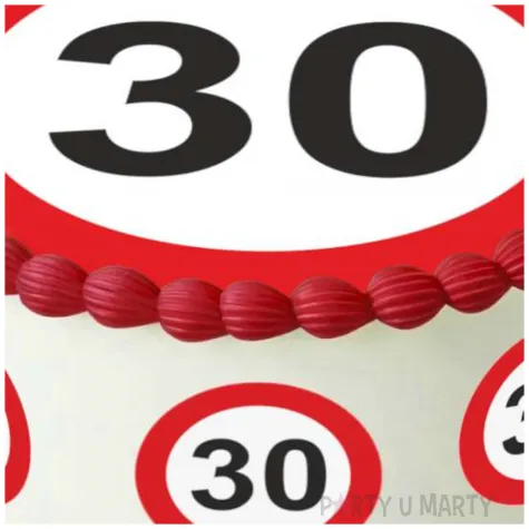 dekoracja na 30 urodziny oplatek na tort traffic birthday zestaw 1 8 szt 20 cm
