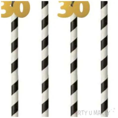 dekoracja na 30 urodziny slomki na 30 urodziny zlote w paski 19 5 cm 6 szt