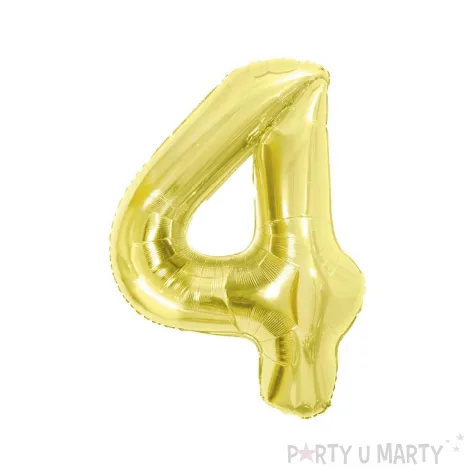 dekoracja na 4 14 24 40 45 urodziny balon foliowy cyfra 4 zloty ciemny duzy 33 dgt
