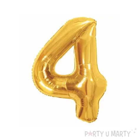 dekoracja na 4 14 40 45 urodziny balon foliowy cyfra 4 zloty ciemny duzy 33 dgt