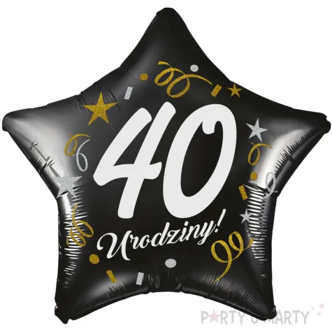 dekoracja na 40 urodziny balon foliowy gwiazda glamour czarny 18 str
