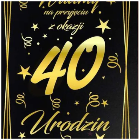 dekoracja na 40 urodziny drewniana tablica powitalna glamour zloto czarna powitanie gosci
