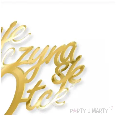 dekoracja na 40 urodziny topper z pleksy zycie zaczyna sie po 40 zloty lustrzany 13 x 17 cm