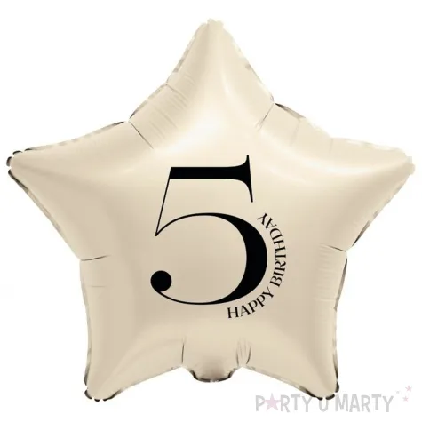 dekoracja na 5 15 25 35 45 50 55 65 75 urodziny balon foliowy gwiazda cyfra 5 kremowy 18 dgt