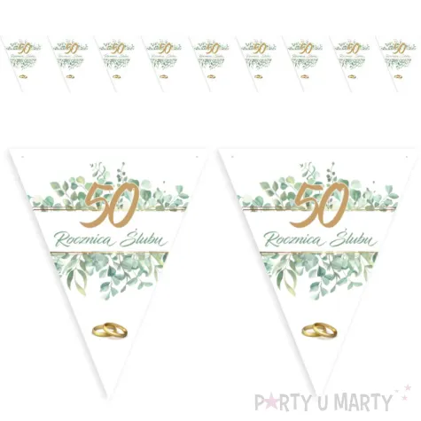 dekoracja na 50 rocznice slubu baner girlanda papierowa zlote gody 3 6 m