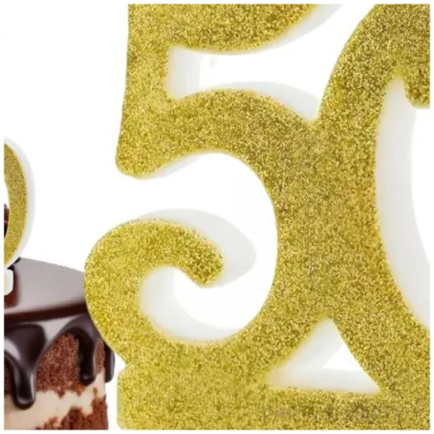 dekoracja na 50 urodziny swieczka na tort liczba 50 zloty partydeco 8 5 cm