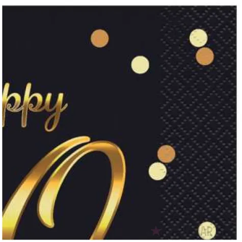 dekoracja na 60 urodziny serwetki happy birthday 60 czarno zloty godan 33 cm 20 szt