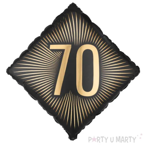 dekoracja na 70 urodziny balon foliowy glamour czarno zloty matowy do girland 20 sqr