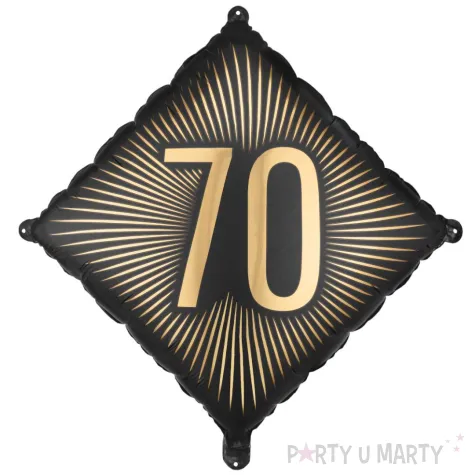 dekoracja na 70 urodziny balon foliowy glamour czarno zloty matowy do girland 20 sqr