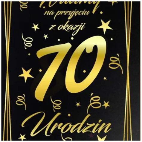 dekoracja na 70 urodziny drewniana tablica powitalna glamour zloto czarna powitanie gosci