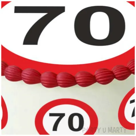 dekoracja na 70 urodziny oplatek na tort traffic birthday zestaw 1 8 szt 20 cm