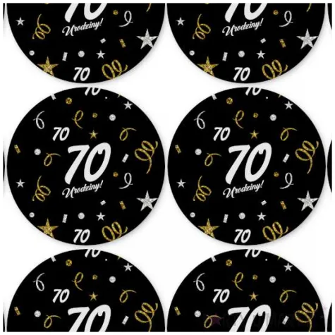 dekoracja na 70 urodziny papierowe podkladki pod kubki 70 glamour czarne 12 szt