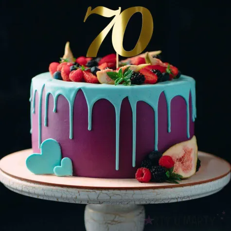 dekoracja na 70 urodziny topper papierowy liczba 70 zloty metallic 18 cm