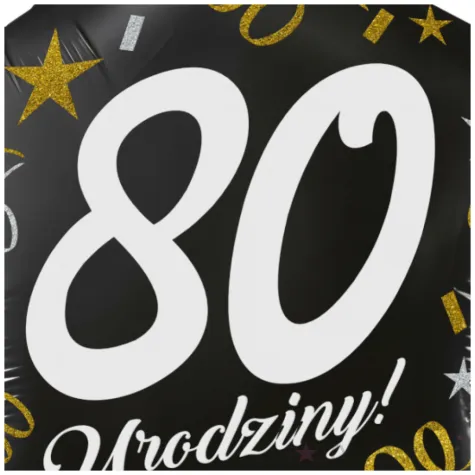 dekoracja na 80 urodziny balon foliowy gwiazda glamour czarny 18 str