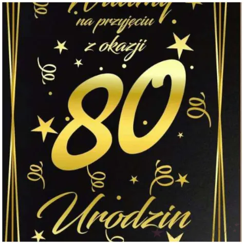 dekoracja na 80 urodziny drewniana tablica powitalna glamour zloto czarna powitanie gosci