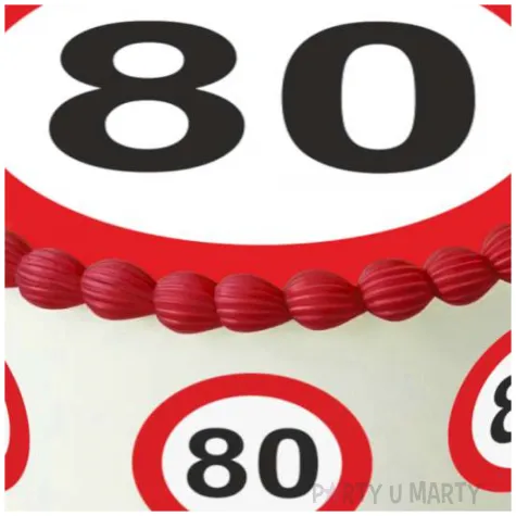 dekoracja na 80 urodziny oplatek na tort traffic birthday zestaw 1 8 szt 20 cm