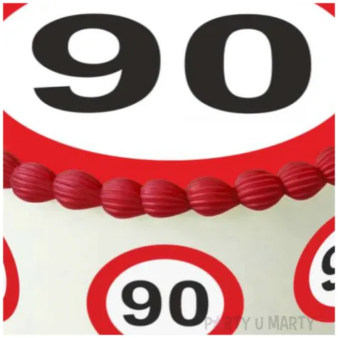 dekoracja na 90 urodziny oplatek na tort traffic birthday zestaw 1 8 szt 20 cm