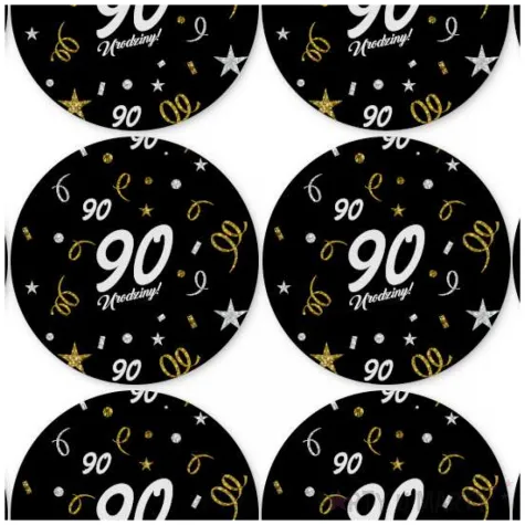 dekoracja na 90 urodziny papierowe podkladki pod kubki 90 glamour czarne 12 szt