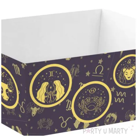 dekoracja na andrzejki papierowe pudelka na chipsy i przekaski astro zodiak 4 szt