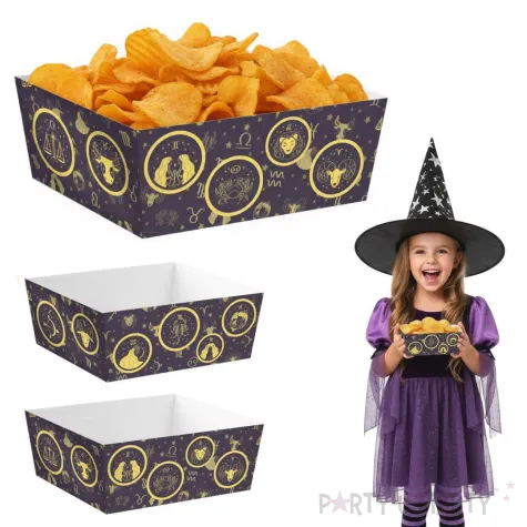 dekoracja na andrzejki papierowe pudelka na chipsy i przekaski astro zodiak 4 szt
