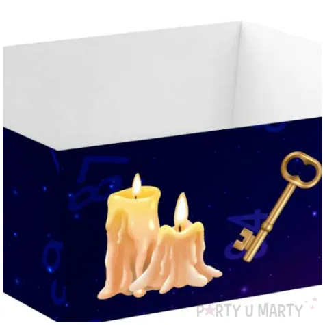 dekoracja na andrzejki papierowe pudelka na chipsy i przekaski wrozbita maciej 4 szt