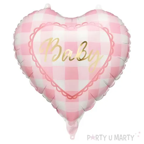 dekoracja na baby shower girl balon foliowy baby serce rozowy jasny 18 hrt