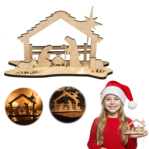 dekoracja na boze narodzenie drewniana figurka szopka betlejemska stajenka 15x12 cm