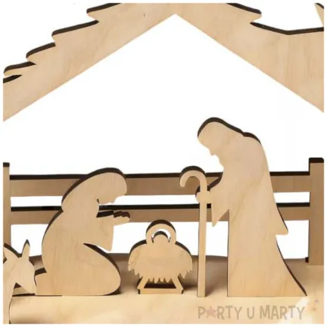 dekoracja na boze narodzenie drewniana figurka szopka betlejemska stajenka 15x12 cm