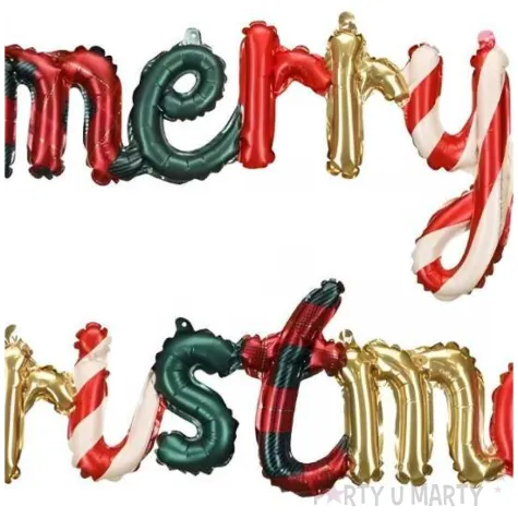 dekoracja na boze narodzenie swieta balon foliowy napis merry christmas 82 ltr 2 szt