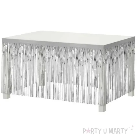 dekoracja na brzeg stolu fredzle srebrny godan 80 x 300 cm