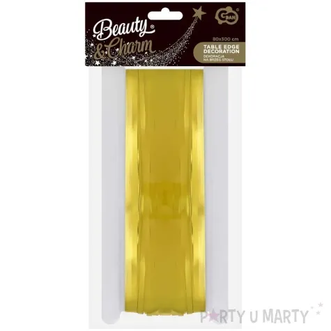 dekoracja na brzeg stolu fredzle zloty godan 80 x 300 cm