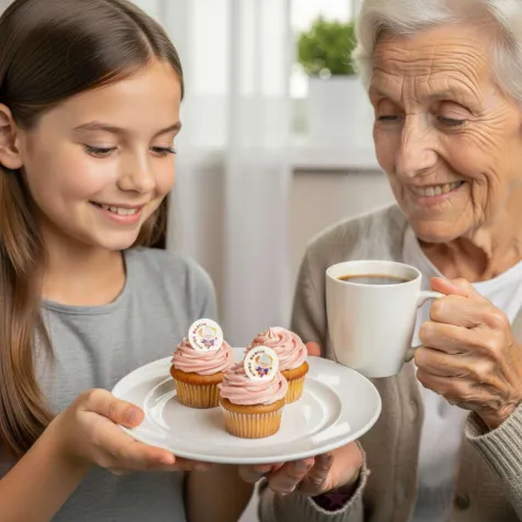 dekoracja na dzien babci urodziny oplatek na muffinki tartaletki super babcia 6 szt