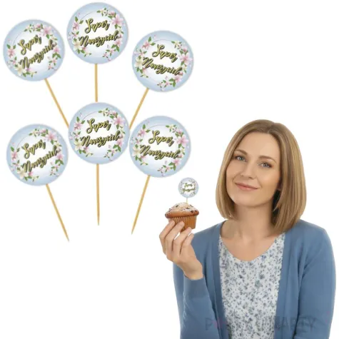 dekoracja na dzien edukacji narodowej pikery na muffinki super nauczyciel 6 szt