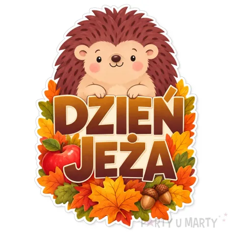 dekoracja na dzien jeza do przedszkola szkoly plakat na okno drzwi jezyk jerzy jesien ozdoba