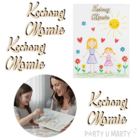 dekoracja na dzien matki 26 maja urodziny scrapki drewniane na koperte 60x40 mm 3 szt