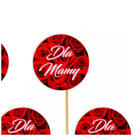 dekoracja na dzien matki urodziny pikery na babeczki dla mamy czerwone roze 6 szt