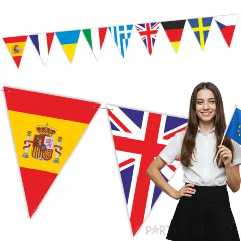 dekoracja na europejski dzien jezykow baner flagi girlanda papierowa do szkoly 3 6 m