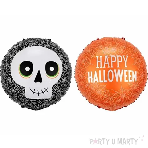 dekoracja na halloweeen balon foliowy czaszka i straszna dynia pajeczyny czarny 18 rnd