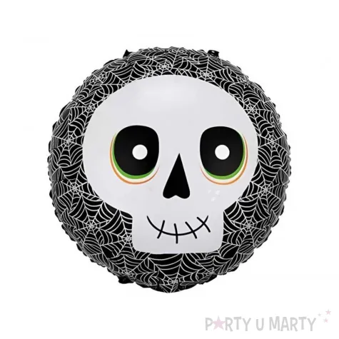 dekoracja na halloweeen balon foliowy czaszka i straszna dynia pajeczyny czarny 18 rnd