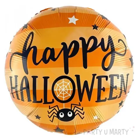 dekoracja na halloweeen balon foliowy happy halloween pomaranczowy do girlandy pajak 18 rnd