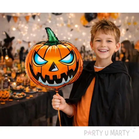 dekoracja na halloweeen balon foliowy straszna dynia czarny 18 rnd