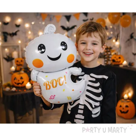 dekoracja na halloweeen balon foliowy straszna dynia pomaranczowy do girlandy 18 shp